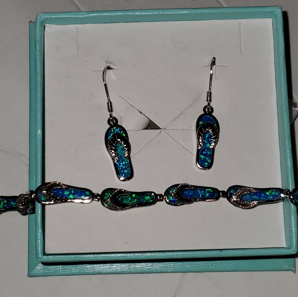 Beaux bijoux sterling silver blue opal